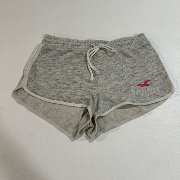 Hollister Gray Logo Drawstring Lounge Shorts Women’s Small Soft Athletic Casual - Picture 1 of 7